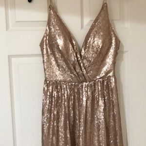 Rose Gold Sequin and Lace Maid of Honor Dress